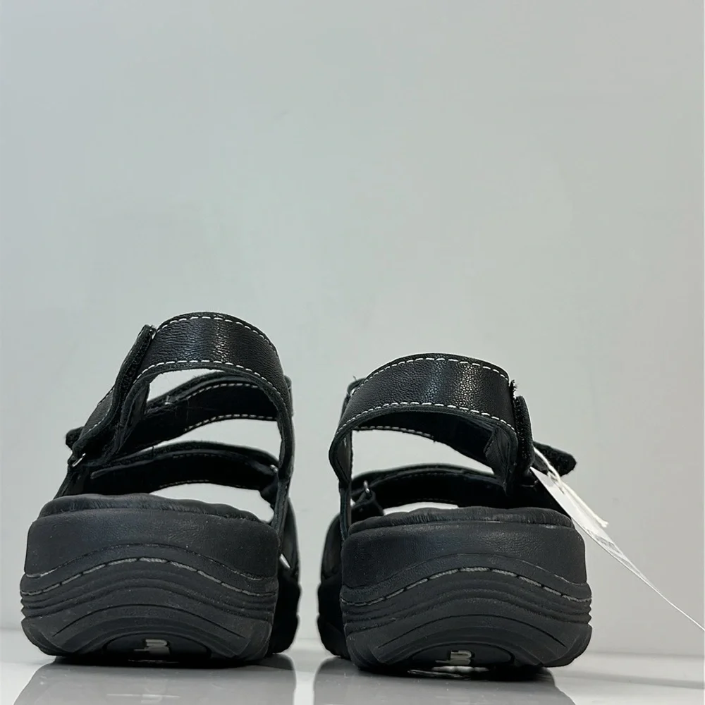 NWT Jambu Black Leather Ruby Relax Foam Sandals Size 9